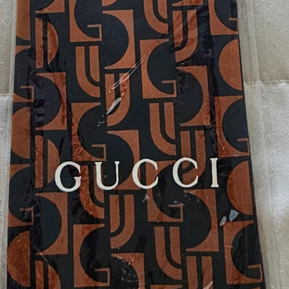 Gucci Men's Orange & Navy Blue Tie 100% Silk Pattern Made in Italy (New)